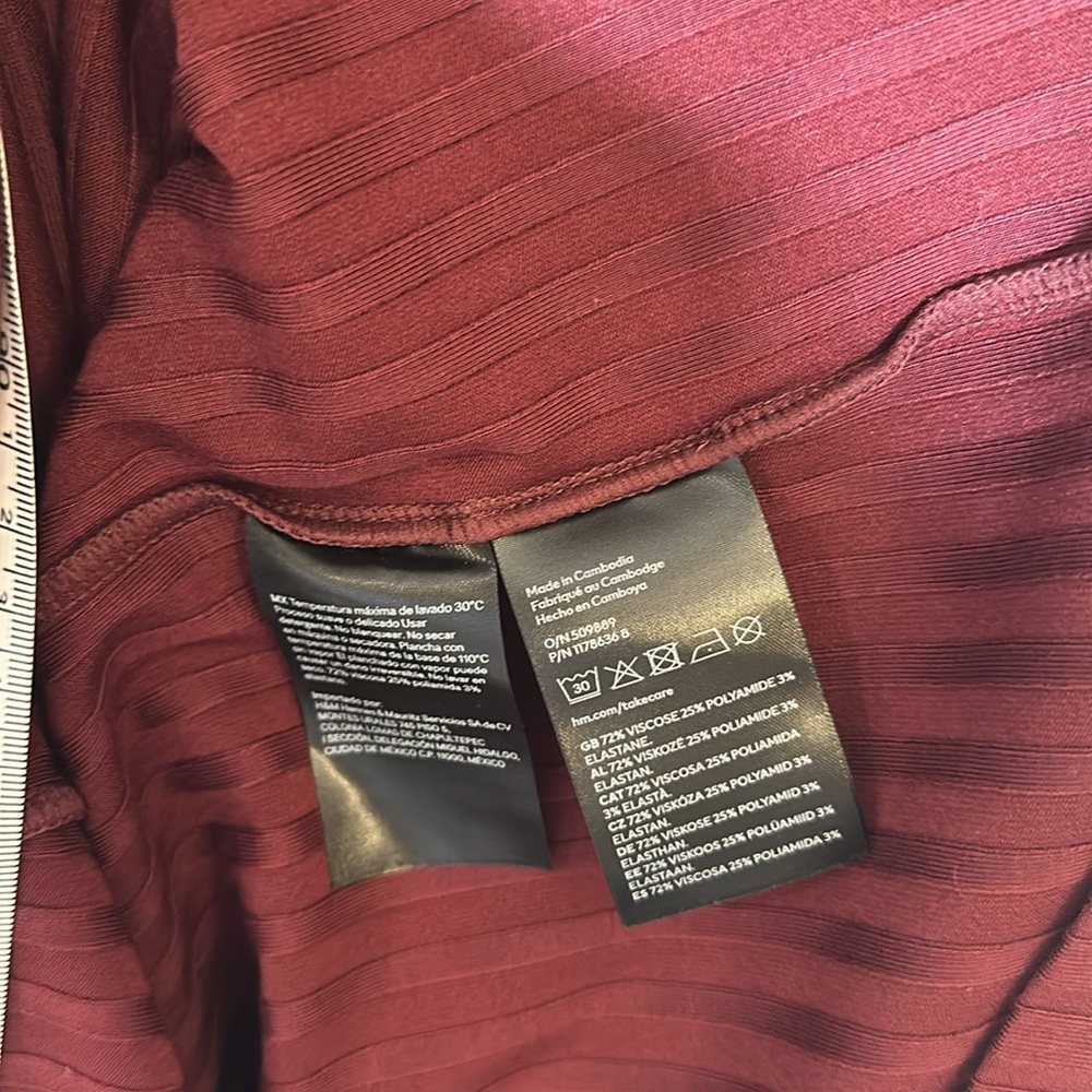 NWT H&M RIBBED TANK MIDI DRESS - BURGUNDY - Picture 4 of 7